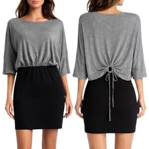 Black Halo Gwen Blouson Tie Back Mini Dress Gray Black Size XS
